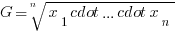 G = root{n} {x_1 cdot ... cdot x_n}